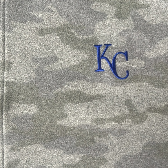 johnnie-O Heather Gray Quarter-Zip Pullover kc camo long sleeve size large - Picture 2 of 7